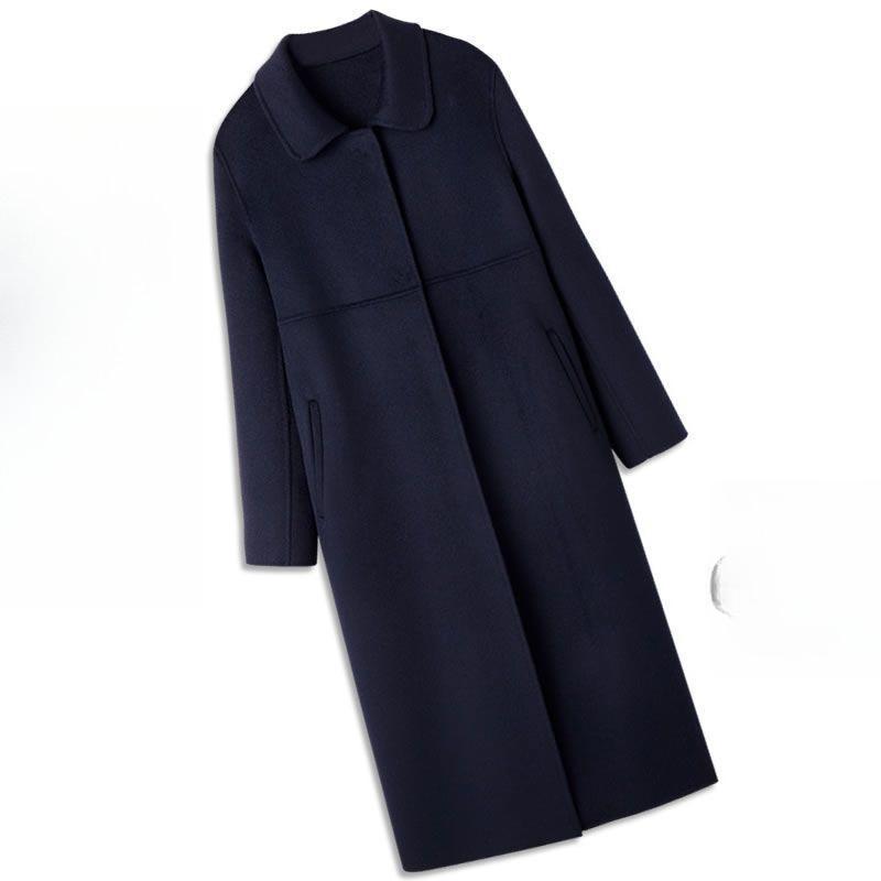 Autumn and Winter New Women's Long Doll Collar Double-sided Woolen Coat Is Thin and Large.