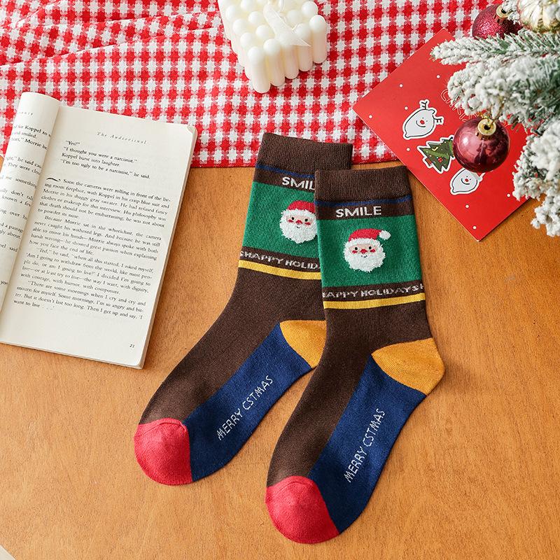 Christmas Socks, Red Socks, Women's Mid-calf Cotton Socks, Spring and Autumn New Year Mid-calf Couple Gifts, Autumn and Winter Cotton Socks