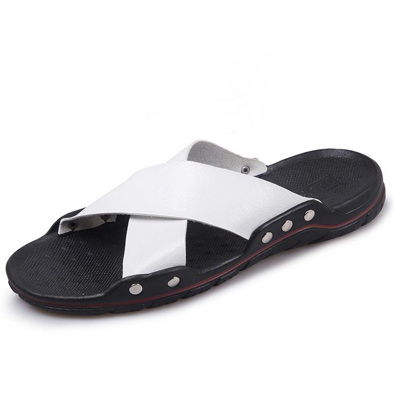 Móda Muži Černobílé Klasické Křížené X-tvarové Nazouvací Ležérní Boty Letní Prodyšné Venkovní Pánské Pantofle Pohodlné Plážové Sandály