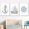 Sailboat Lighthouse Turtle Seahorse Whale Coral Nursery Wall Art Canvas Painting Posters And Print Wall Pictures Kids Room Decor