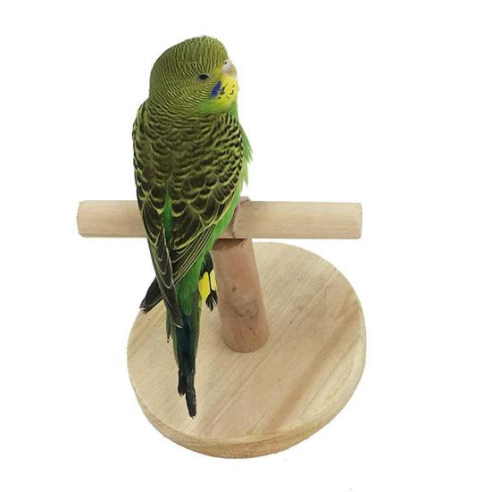 Pet Bird Parrot Wooden Stand Perch Playground Platform Cage Chew Playing Toy