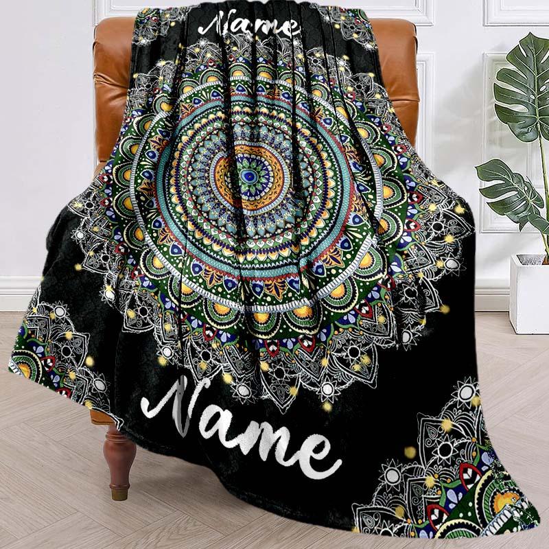 Mandala Customize Your Name Blanket Warm Comfortable Soft Blanket For Chair Office Sofa Bed Sofa Office Camping Suitable For Gifting Relatives And