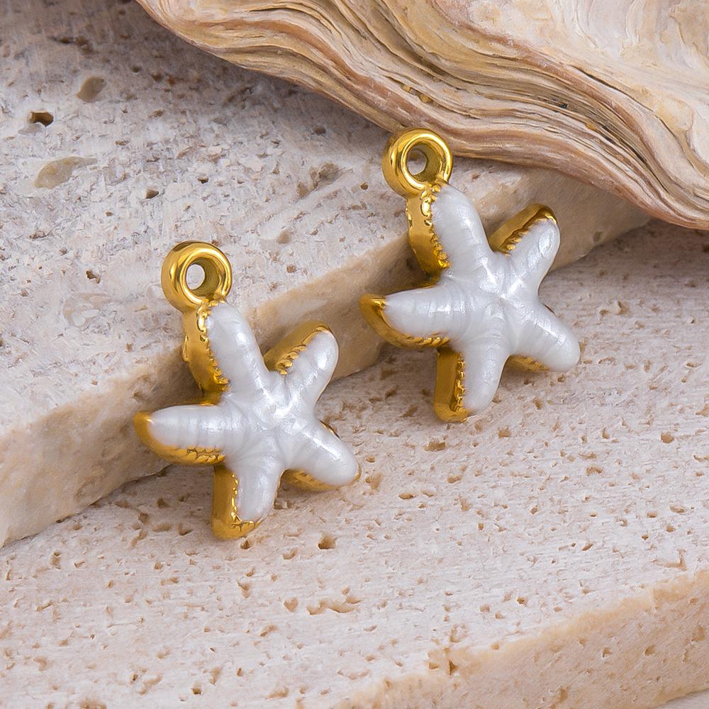 5 Stück Modische Edelstahl Emaille Goldene Seestern Anhänger Anhänger DIY Halskette Armband Charm für Schmuckzubehör Komponenten