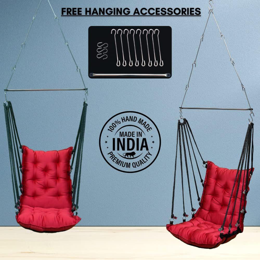 Large Soft Leather Velvet Hammock Hanging Cotton Swing Chair/Jhula For Adults For Indoor/Outdoor, Home, Balcony,,200 Kgs