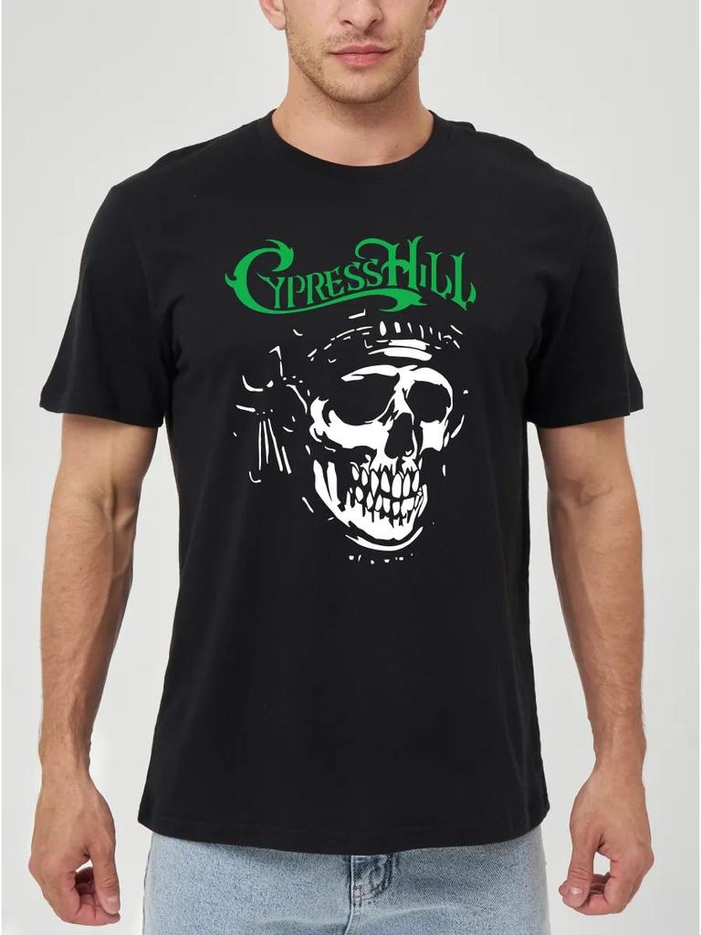 Black T-Shirt with the Inscription Cypress Hill Band
