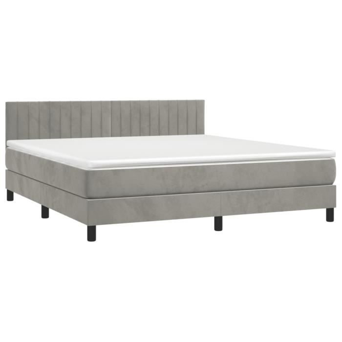3141437 vidaXL Divan Bed and Mattress Light Grey 180x200cm Velvet