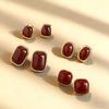 French Retro Minimalist Geometric Square Earrings Ankola Red Stud Earrings Women'S Niche High-End Fashion New Earrings