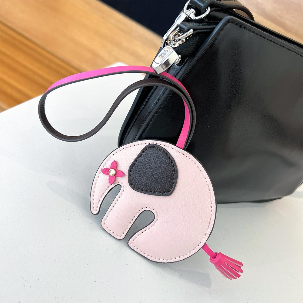 Bag Pendants Cute Elephant Charm for Purse Handbags Bag Accessories Car Charms Genuine Leather Teddy Elephant Key Decoration