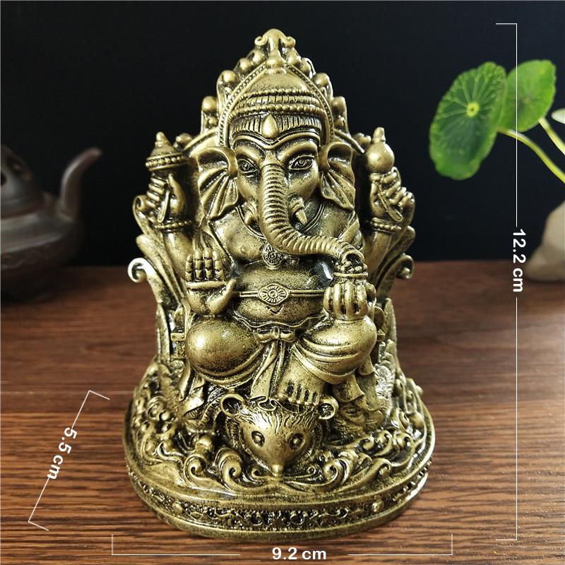 Ganesha Buddha Statue Elephant Hindu God Sculptures Figurines Resin Craft Man-made Jade Stone Ornaments Home Garden Decoration