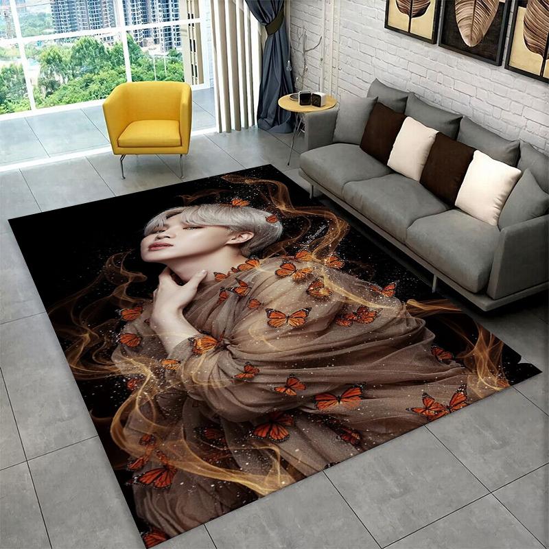 Kpop B-BTS JIMIN Star Carpet Rug for Playroom Bedroom Living Room Sofa Home Decor,kid Area Rug Non-slip Floor Mat Gift