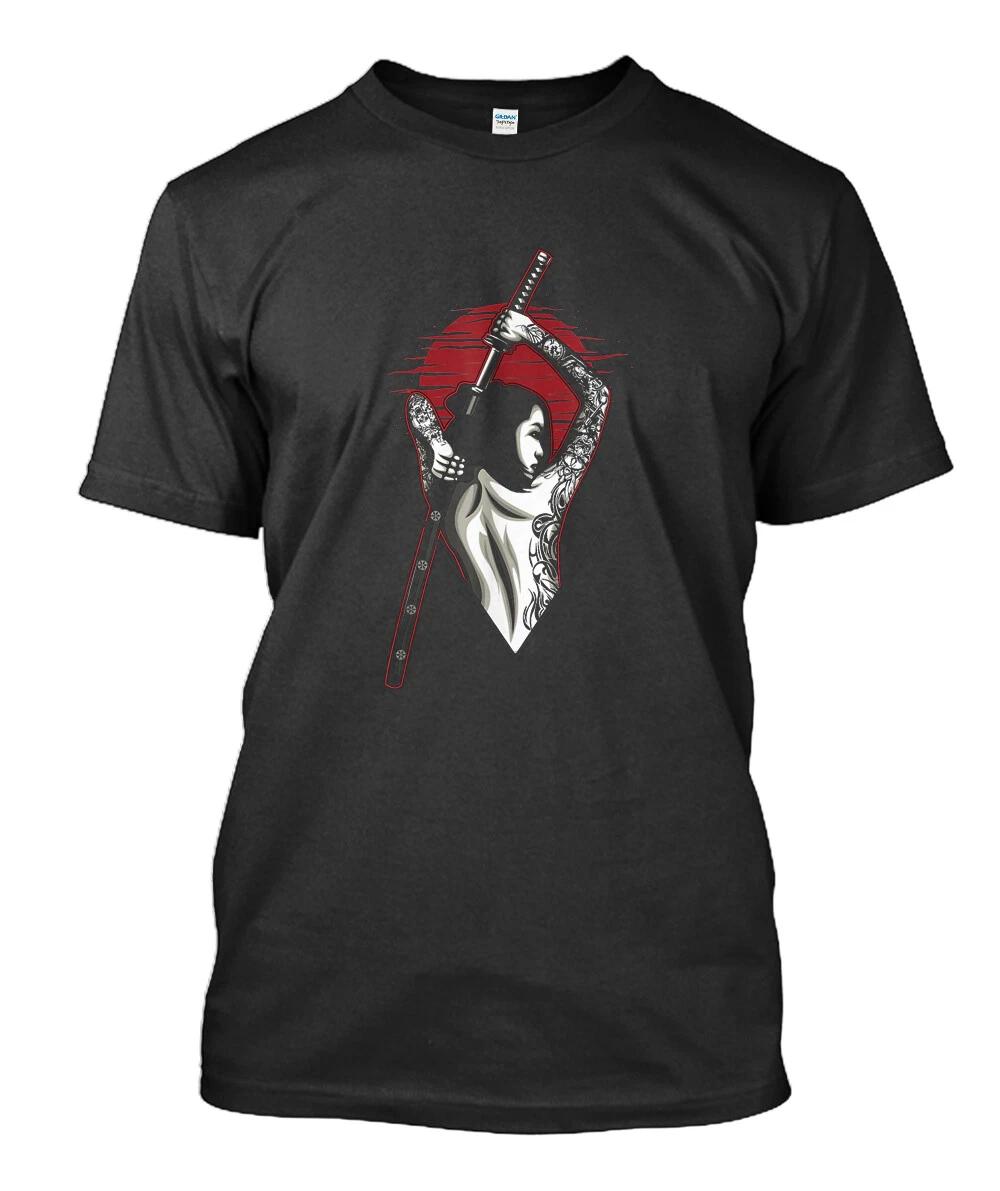 Samurai Girl Japanese Warrior T-Shirt M-3XL Fast Shipping S