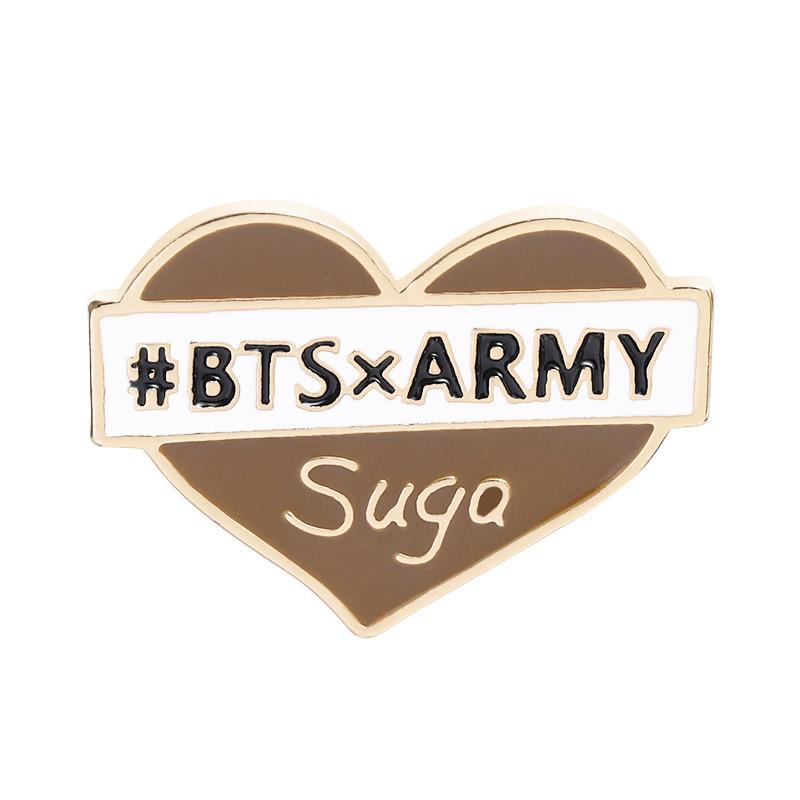 BTS Heart-shaped Badges, Retro Personalized BTS Member Name Brooches, "ARMY" Fan DIY Badges