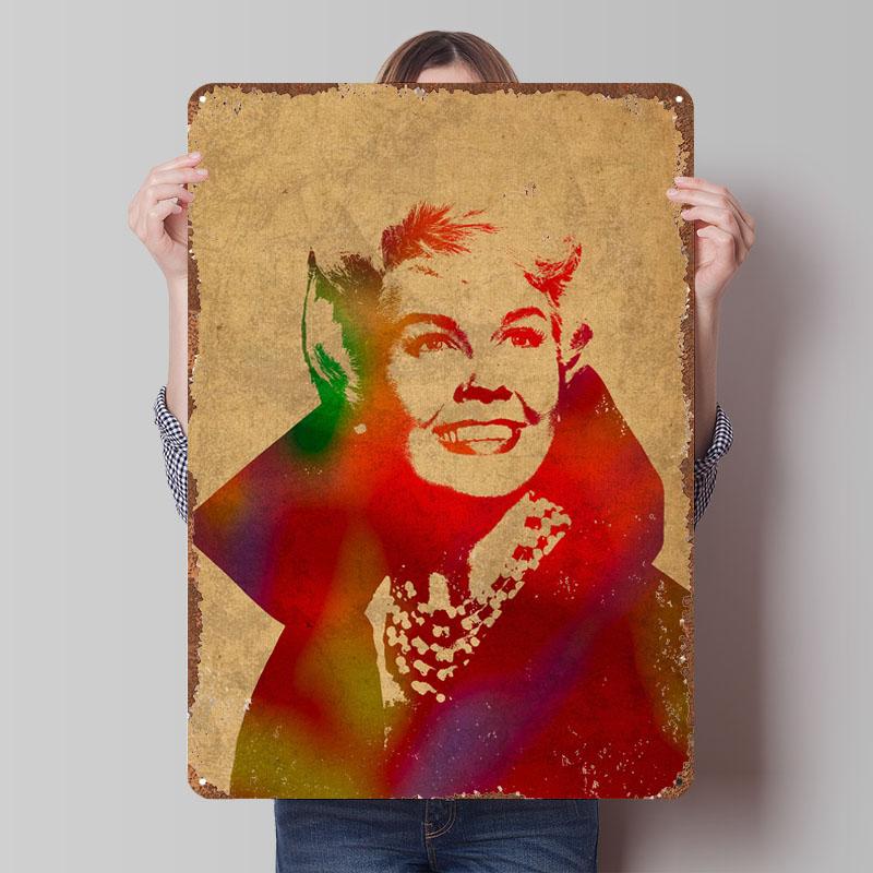 Doris Day Watercolor Portrait Poster Rock Singer Metal Signs Room Decorations Customizable Rap Tin Sign for Home Room Wall Art