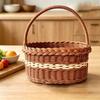 Faux Wicker Basket with Handle, Plastic Fruit Display Basket for Countertop Display, Home Storage, and Carry Use