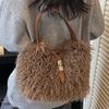 Casual Foreign Plush Portable Bucket Bag Women's 2025 Autumn and Winter New High-value Light Luxury Niche Shoulder Messenger Bag