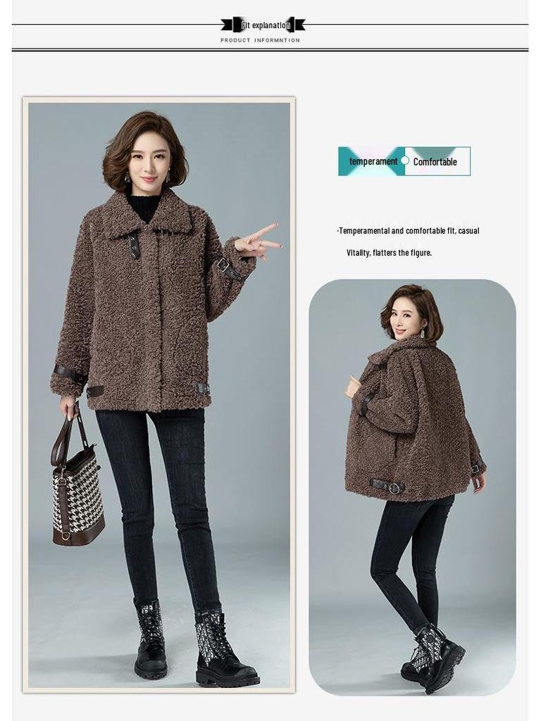 2024 Stylish Women's Shearling Coat - Versatile Lambswool Fleece Jacket for Autumn and Winter