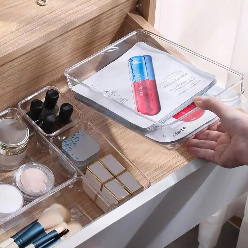 S/M/L/XL/XXL Desktop Storage Box Transparent Sundries Sorting Storage Organizer Rectangular Plastic Cosmetics Organizer Boxes