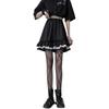 Short Skirt Dark Gothic Female Student A-line Pleated Skirt High Waist Skirt Lace