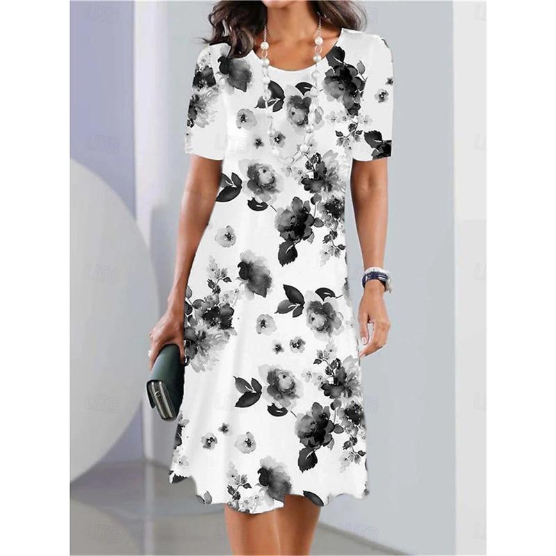 

Женская Элегантная Женская Одежда Вечернее Миди Платье С Круглым Вырезом С Коротким Рукавом Повседневное Платье Платье-Футляр Женская Одежда Повседневная Цветочная XL