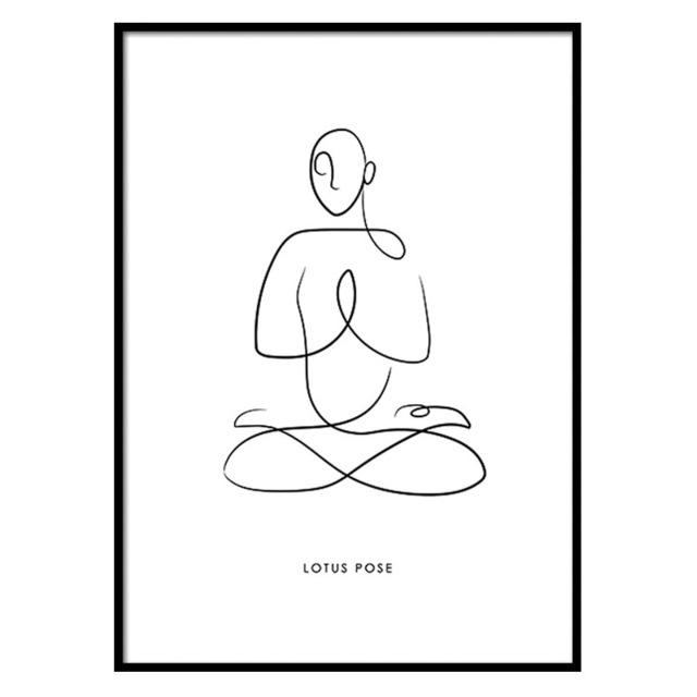 Black And White Lines Yoga Body Canvas Painting Modern Minimalist Posters Prints Wall Art Pictures Home Decor Living Room
