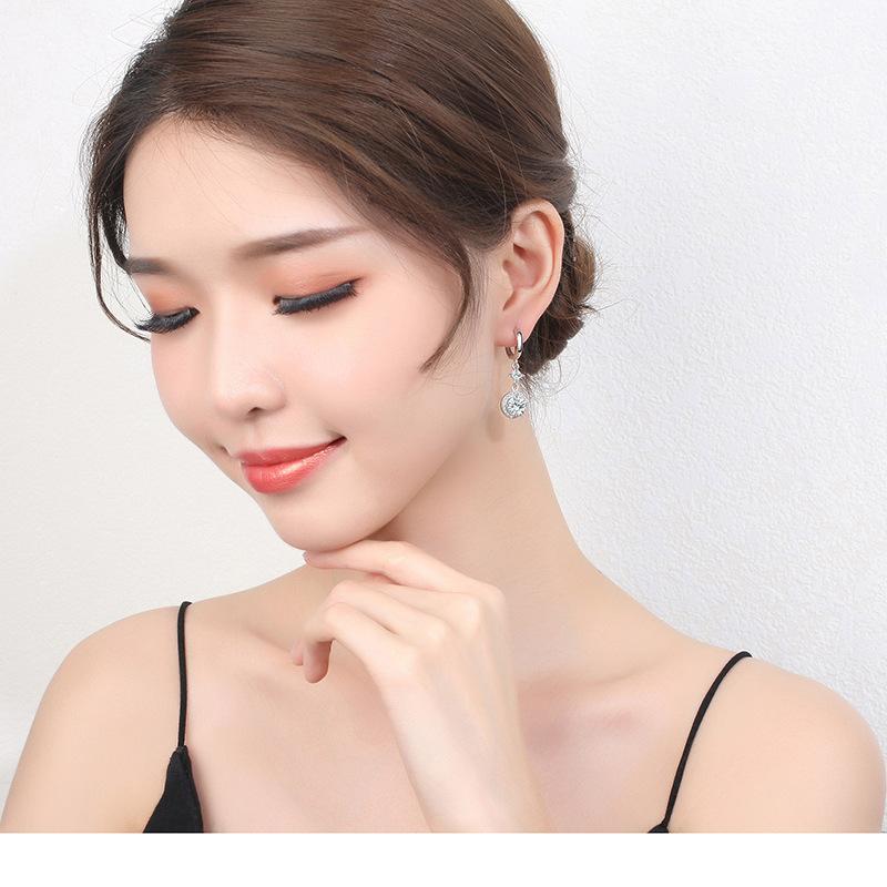 925 Sterling Silver Ear Needle Fashion Hoop Earrings White Crystal Luxury Women's Silver Earrings Wedding Women's Jewelry Gift