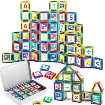 Magnetic Building Blocks for Kids Toddler ABC Number Learning Educational Magnet Tiles Toy for Preschool Kindergarten Classroom