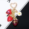 Cute Heartshaped Strawberry Sunflower Keychain With Metal And Acrylic For Girls And Teens