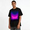 Cyber Neon Cloud Silhouette Print Top Trendy Street Style Loose Casual Unisex T-Shirt Pure Cotton T-shirt