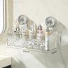 Capacity Pattern Suction Cup Shelf Multi-Capacity Sucker Rack Bathroom Suction Tray Shelf, No Punch Box Bathroom Hanging Basket