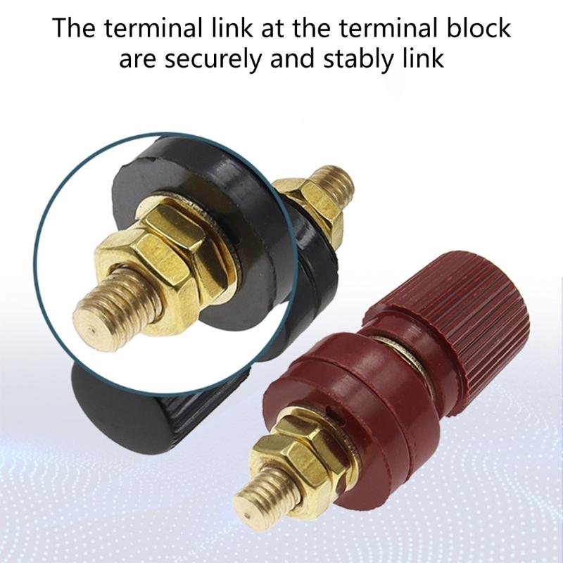 High Current Brass Automotive Terminals Copper Cable Lugs Stud Terminals Pair for 6mm 8mm Studs Motorcycle Battery Setups