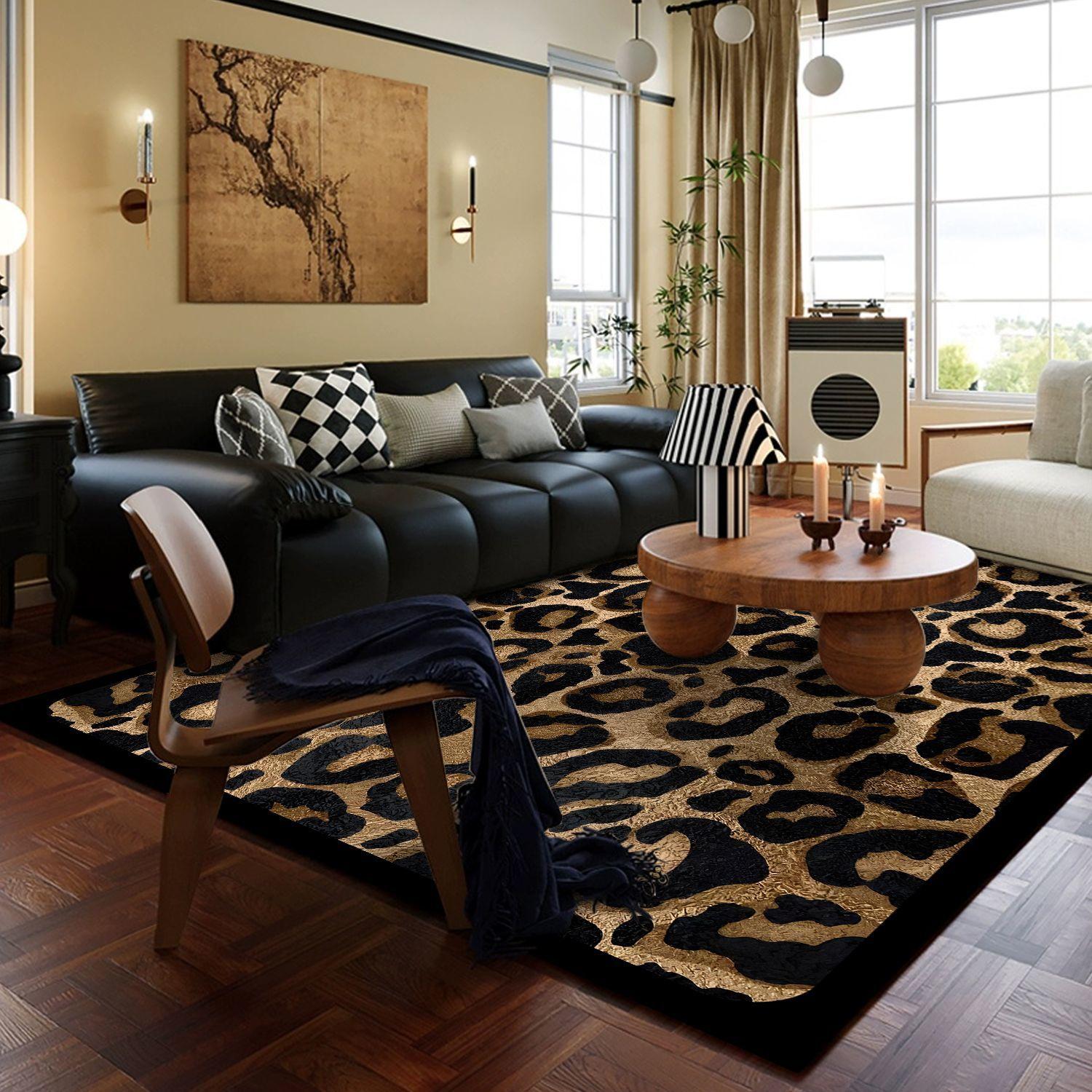 

Nordic Luxury Leopard Large Area Carpets Washable Rugs for Living Room Bedroom Home Decor Mat Lounge Rug 80*120cm