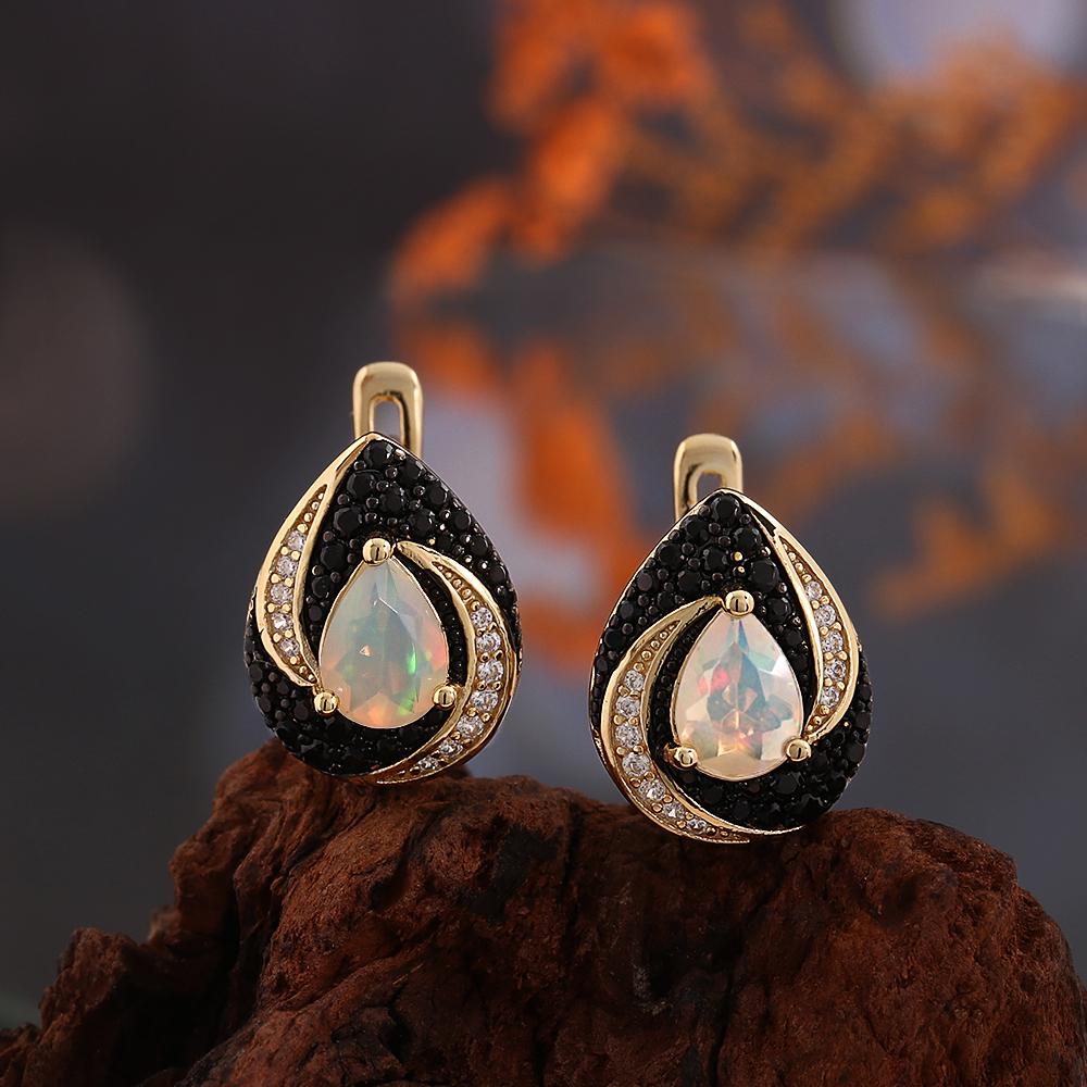 Boucles d'oreilles en argent sterling 925 Opale naturelle colorée poire 5*7mm Pierre de naissance d'octobre Bijoux fins vintage pour cadeaux de banquet pour femmes