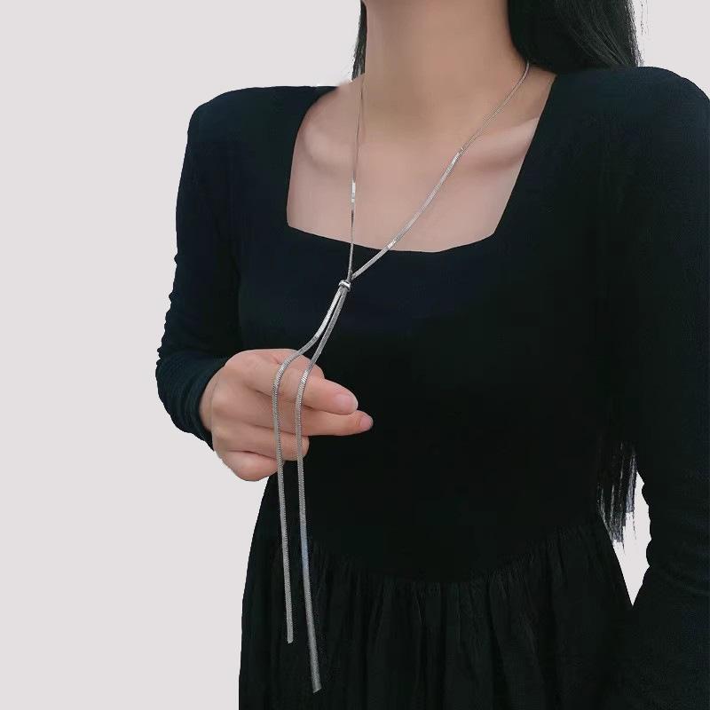 European and American fashion pull long necklace women's niche light luxury design high-end snake bone chain simple and versatile sweater chain