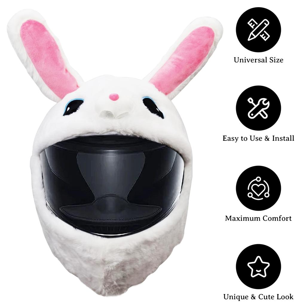 1 PC Moto Cartoon Rabbit Helmet Ornament Set Animal Mask Motorcycle Accessories Cartoon Rabbit