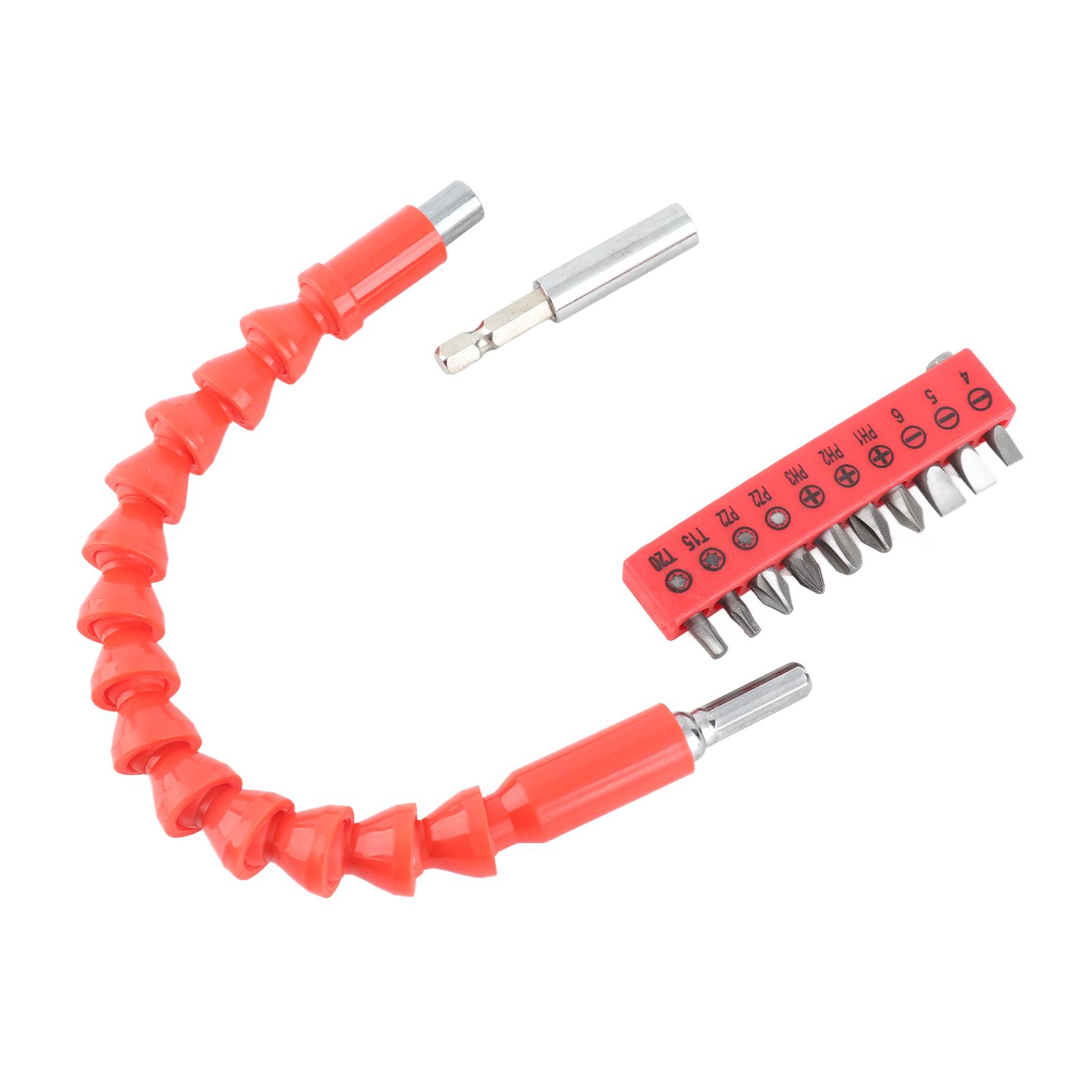 

Flexible Drill Bit Extension 275mm Bendable Soft Shaft with 10Pcs Screwdriver Bit Set 1Pc Magnetic Drill Extension Bar красный
