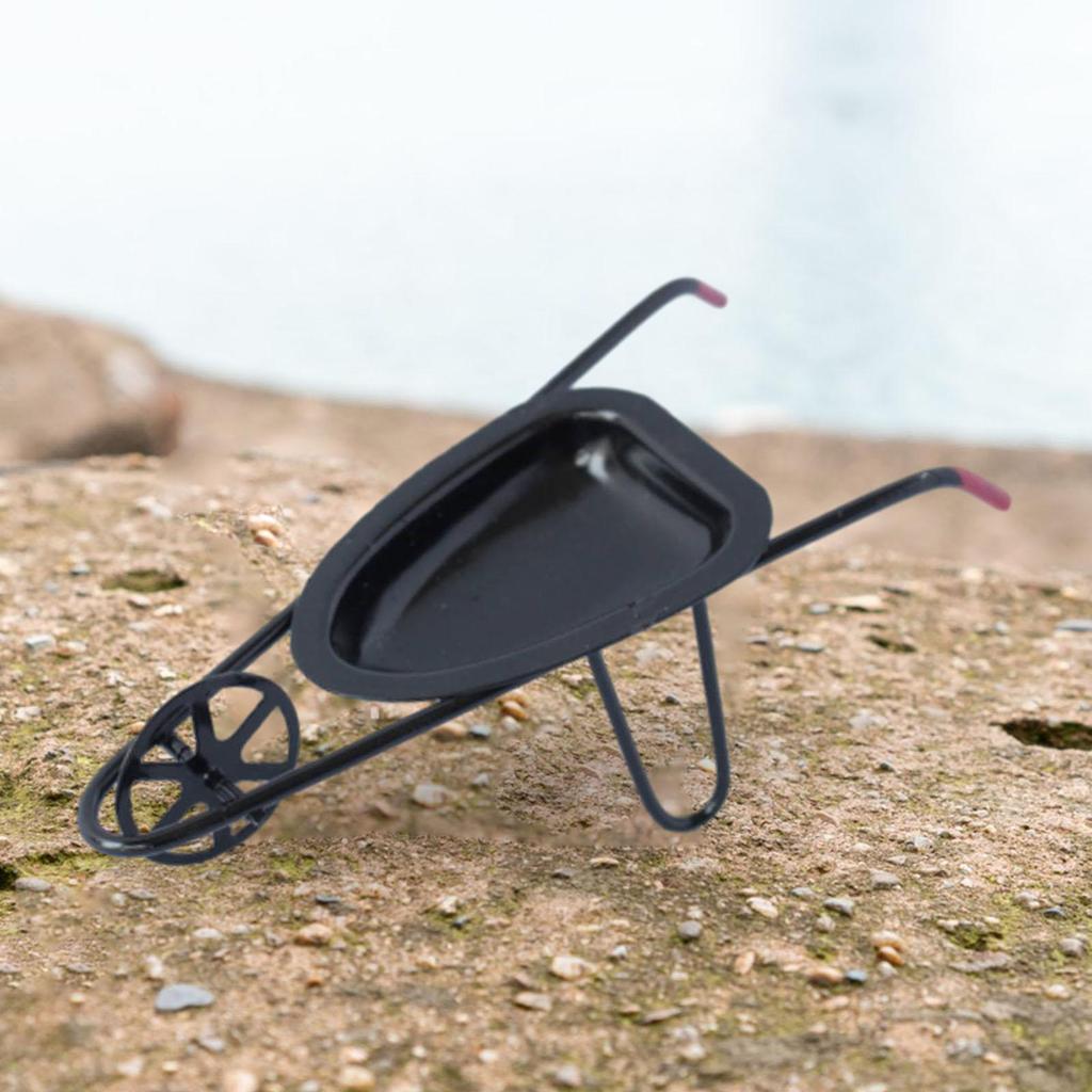 1:12 Dollhouse Wheelbarrow Model Kids Pretend Play Toy, Simulated Scenes Miniature Garden Cart for Building Layout