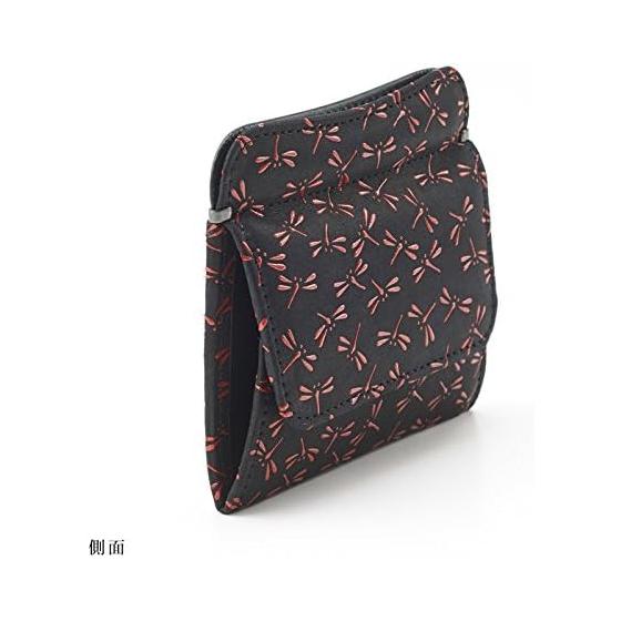 INDEN-YA Uehara Yuushichi Card Case Coin Purse, Model 1208, Black X Red Lacquer Asanoha Pattern, Made In Japan. Opens Wide for Easy Viewing, Fits