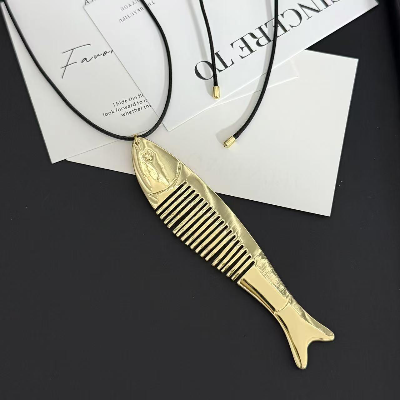 Korean Style Exquisite Fish Pendant Necklace - Versatile, High-End Fashion Sweater Chain