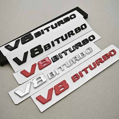 3D ABS Chrom Logo V8 BITURBO Emblem Auto Kotflügel Seitenemblem Aufkleber Für Mercedes Benz AMG C63S C63 E63 G63 G500 Sticker Zubehör