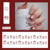 30 Stück Kurze Ballerina-Fingernägel Katzenauge Glänzende Flocken Französische Fake-Nägel Rote Schleife Herz Goldener Schmetterling Nagelspitzen Damen