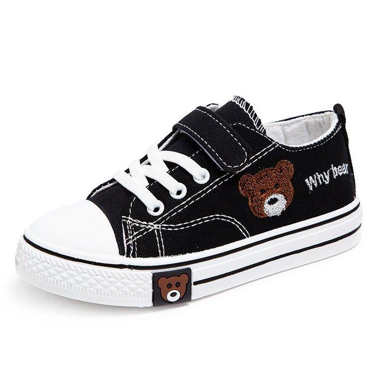 Classmate Foreign Trade 2025 Children's Bear Canvas Shoes Fashion Students Little White Shoes Boys and Girls Velcro Board Shoes