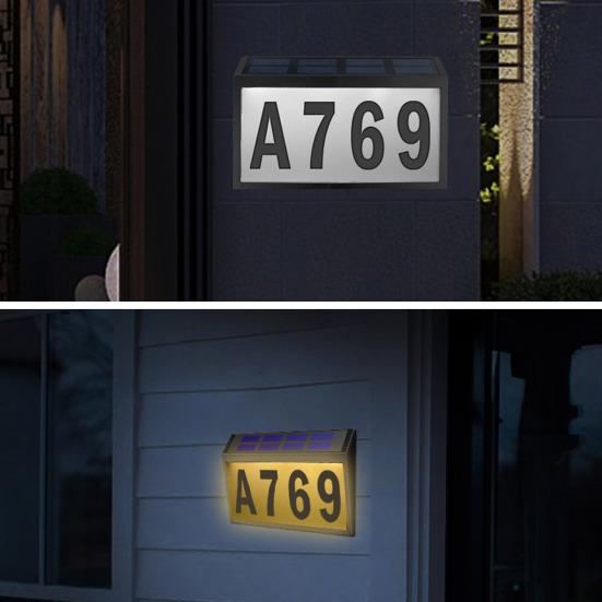 Solar House Numbers Light LED Illuminated Waterproof Address Sign Easy Installation Solar-Powered Lighting Doorplate for Front Door
