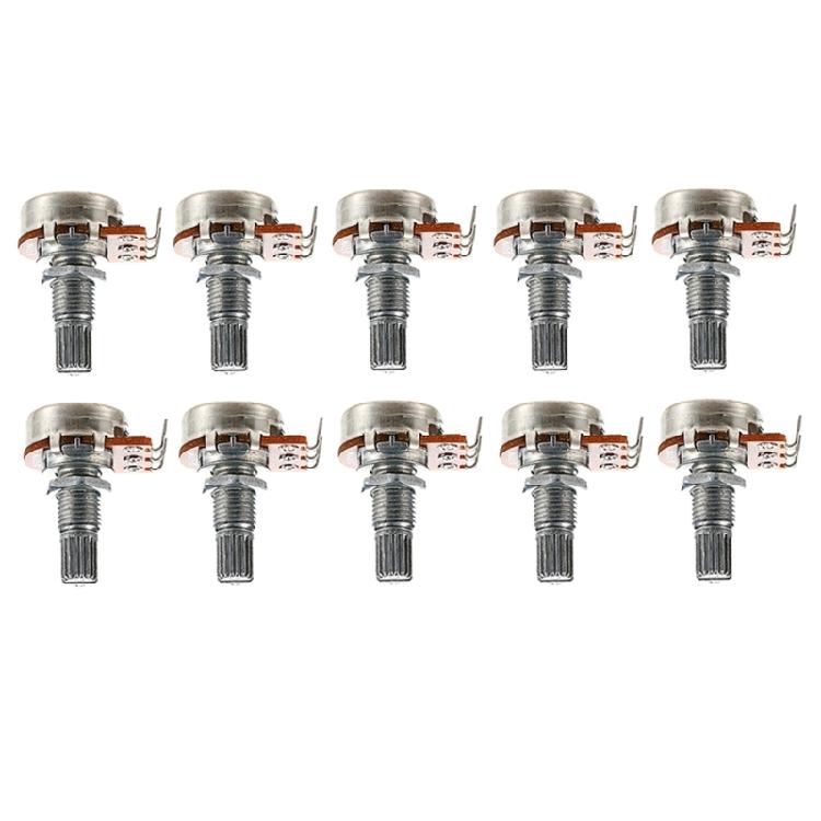 Set of 10 500K Ohm Potentiometer Split Shaft Design Metal Texture for Stable Volumes Tone Control In Guitars Basses Amps