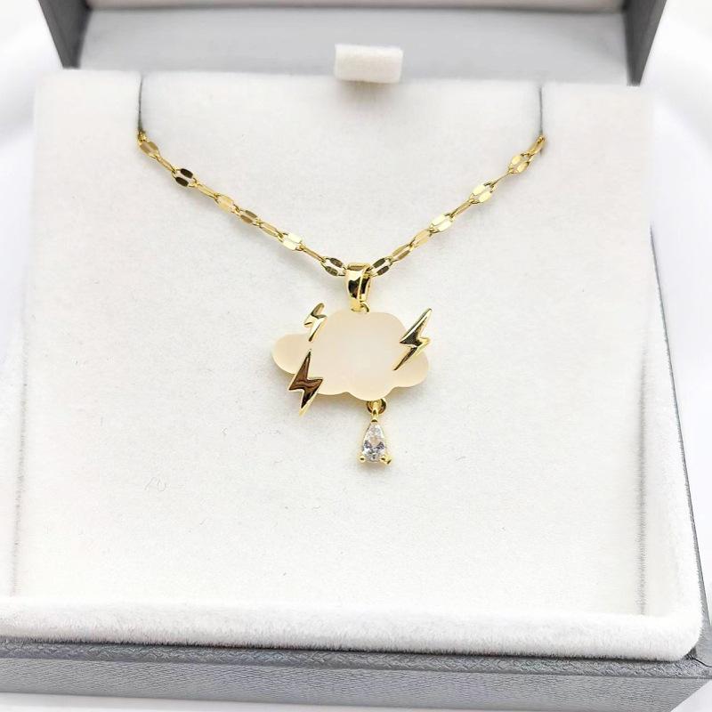 1 Pcs Fashion Lightning Cloud Copper Pendant Steel Necklace Women's Clavicle Chain Girls' Elegant Accessories