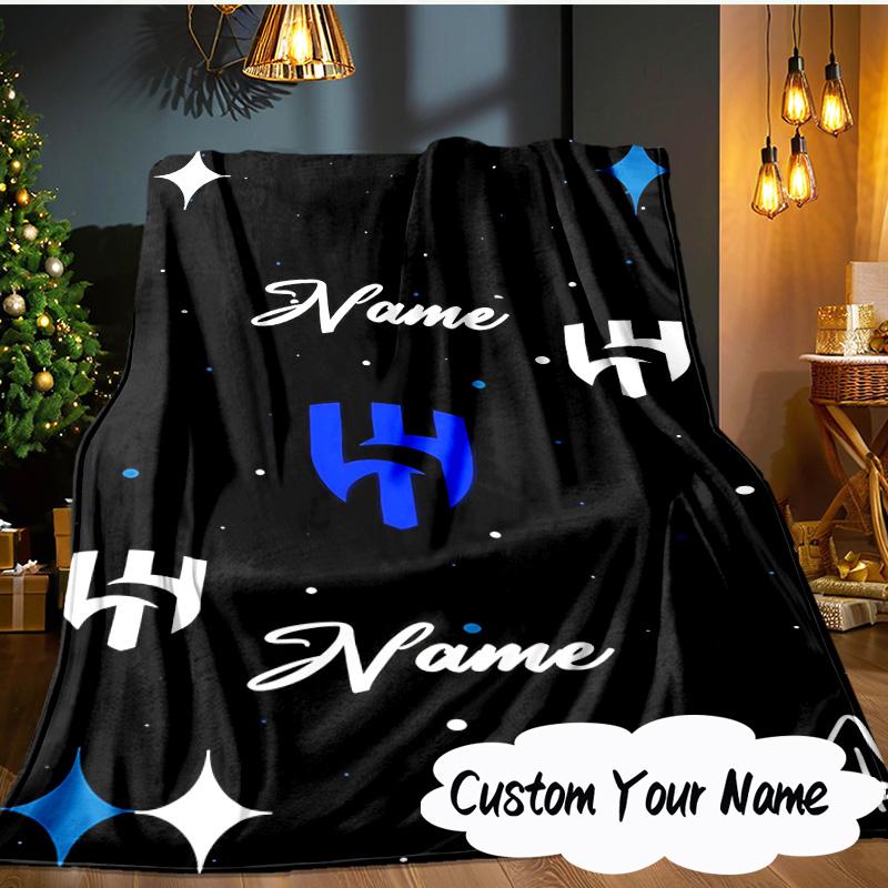Custom Name Al Hilal Logo Blanket Ideal Bedding Blanket Perfect for Travel, Camping, Living Rooms, Offices, Sofas, Fan Christmas Gift