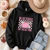 In October We Wear Pink Graphic Hooded Sweatshirt Pink Pumpkin Daisy Checkered Breast Cancer Awareness Autumn Unisex Pullover