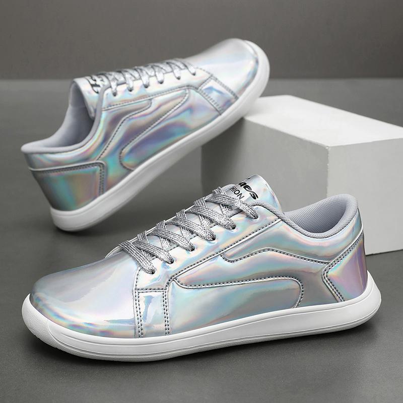 TUINANLE Damen Silber Flache Freizeit-Sneaker Neue Bequeme Leichte Wanderschuhe für Draußen und den Täglichen Einkauf