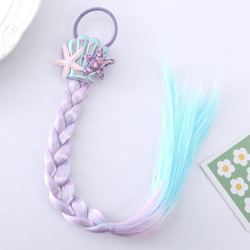 Colorful Girls Twist Braids Hair Synthetic Baby Wig Hairbands Ponytail  Sea Beach