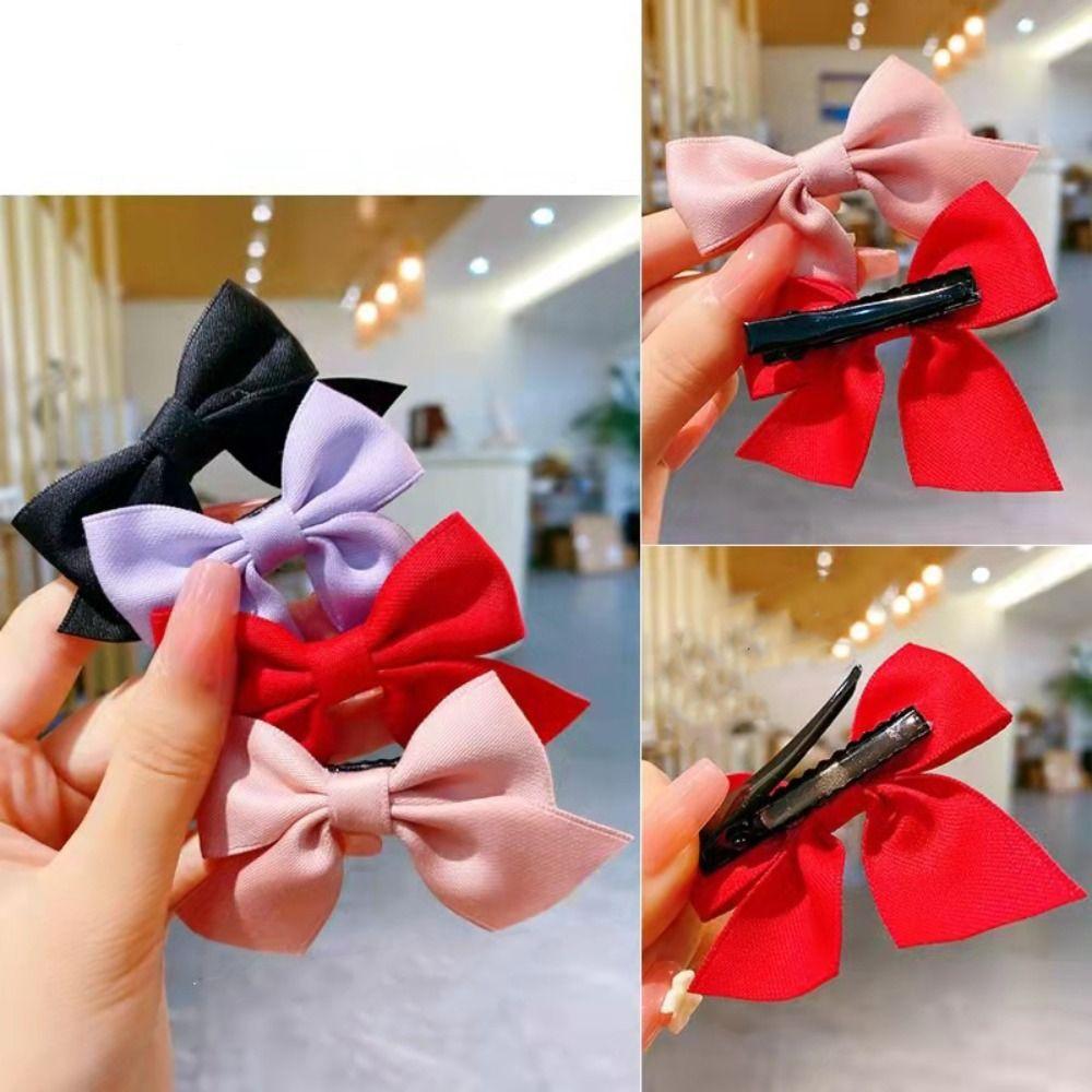 Soild Color Hair Bow Barrettes Bowknot Children Headwear New Children Hair Clips  Sweet Little Girl
