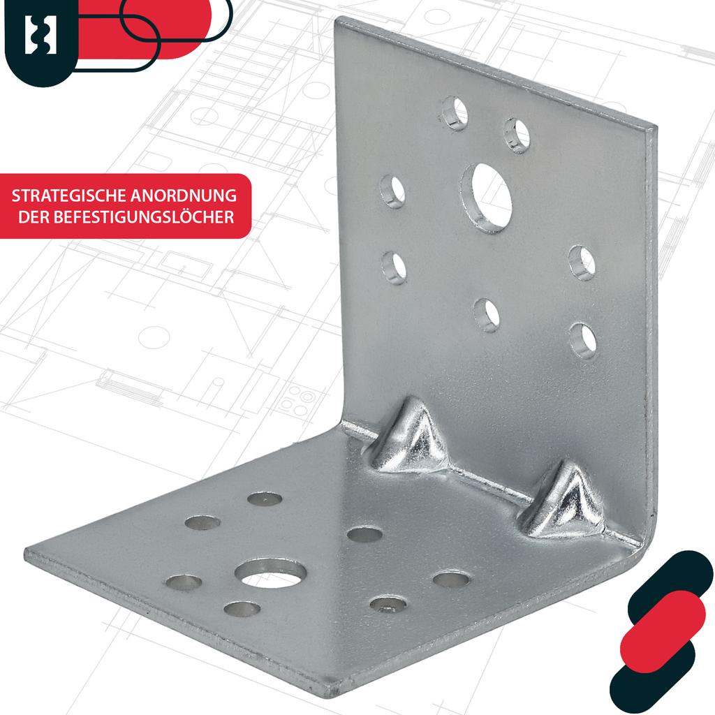 Carpenter's Angle Steel Construction Connector Reinforced 50 X 50 X 50 MM
